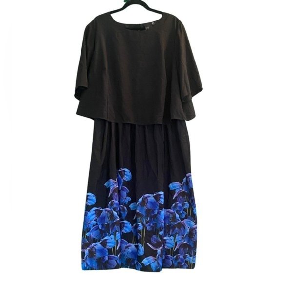 ASOS Curve Black and Blue Midi Dress - Picture 4 of 6